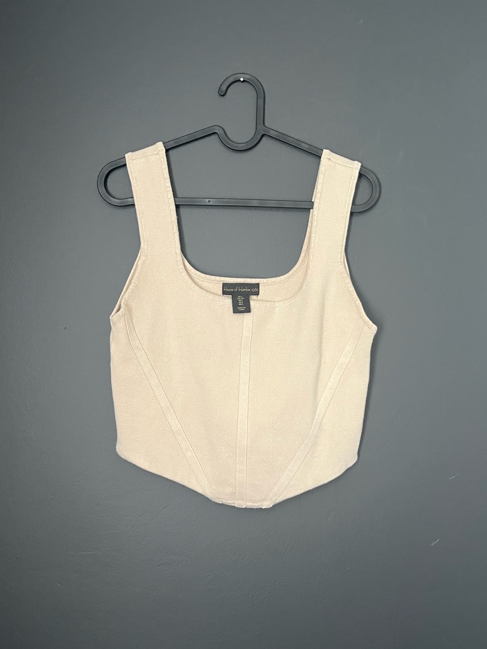 House of Harlow 1960 Cream Square-Neck Cropped Corset Sweater Tank Size L
